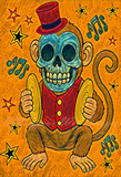 Cymbal Monkey Top Hat Circus Art Print - Amber