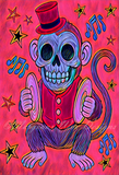 Cymbal Monkey Top Hat Circus Art Print - Fuscia