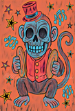 Cymbal Monkey Top Hat Circus Art Print - Glow