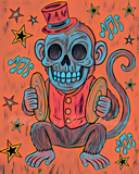 Cymbal Monkey Top Hat Circus Art Print - Glow