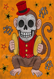 Cymbal Monkey Top Hat Circus Art Print - Original