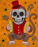 Cymbal Monkey Top Hat Circus Art Print - Original