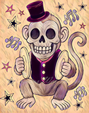 Cymbal Monkey Top Hat Circus Art Print - Violet