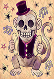 Cymbal Monkey Top Hat Circus Art Print - Violet