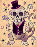 Cymbal Monkey Top Hat Circus Art Print - Violet