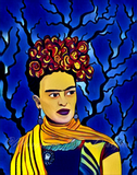 Frida Kahlo Art Print - Cobalt Variant