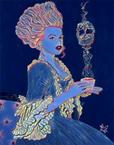 Victorian Lady's Tea Time Art Print - Black Light Variant