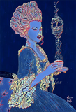 Victorian Lady's Tea Time Art Print - Black Light Variant