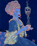 Victorian Lady's Tea Time Art Print - Black Light Variant