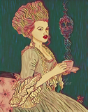 Victorian Lady's Tea Time Art Print - Emerald Variant