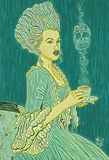 Victorian Lady's Tea Time Art Print - Aqua Dream Variant