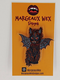 Gothic Bat Cat Acrylic Pin Inspired by Cats and Bats