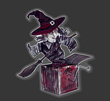 Witch Jack In The Box Acrylic Pin - Wine Color