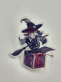 Witch Jack In The Box Acrylic Pin - Wine Color
