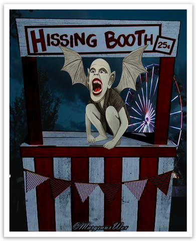 Bat Boy Hissing Booth 4 Inch Sticker