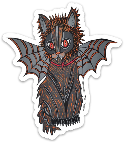 Gothic Bat Cat 4 Inch Sticker