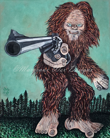 Dirty Hairy - Bigfoot With A Gun Art Print