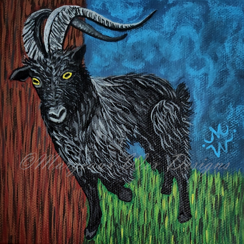 "Black Goat" Art Print From The Witchy Things Small Painting Series