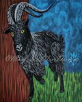 "Black Goat" Art Print From The Witchy Things Small Painting Series