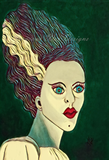 Classic Bride of Frankenstein Art Print - Emerald