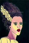 Classic Bride of Frankenstein Art Print - Midnight