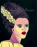 Classic Bride of Frankenstein Art Print - Midnight