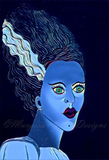 Classic Bride of Frankenstein Art Print - Sapphire