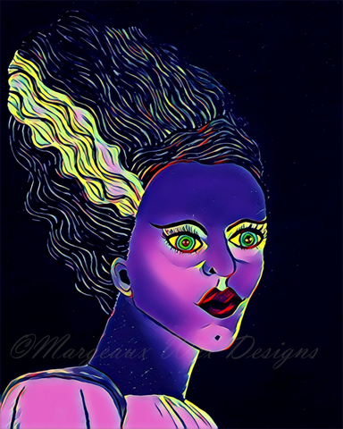 Classic Bride of Frankenstein Art Print - Black Light