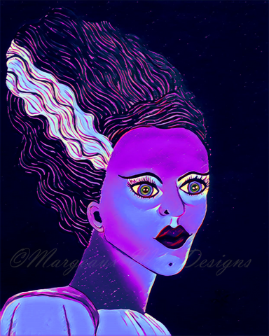 Classic Bride of Frankenstein Art Print - Violet