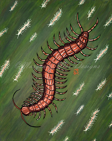 "A Mother And Her Children" Giant Centipede Art Print From The Critters Series