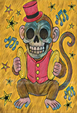 Cymbal Monkey Top Hat Circus Art Print - Golden
