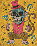 Cymbal Monkey Top Hat Circus Art Print - Golden