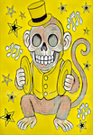 Cymbal Monkey Top Hat Circus Art Print - Retro Pop
