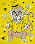 Cymbal Monkey Top Hat Circus Art Print - Retro Pop