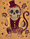 Cymbal Monkey Top Hat Circus Art Print - Sepia