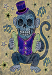 Cymbal Monkey Top Hat Circus Art Print - Violet Smoke