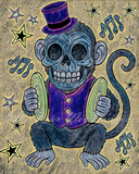 Cymbal Monkey Top Hat Circus Art Print - Violet Smoke