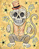 Cymbal Monkey Top Hat Circus Art Print - Pastel
