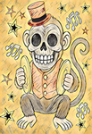 Cymbal Monkey Top Hat Circus Art Print - Pastel