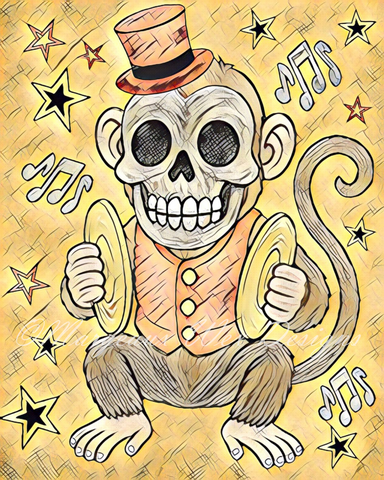 Cymbal Monkey Top Hat Circus Art Print - Pastel