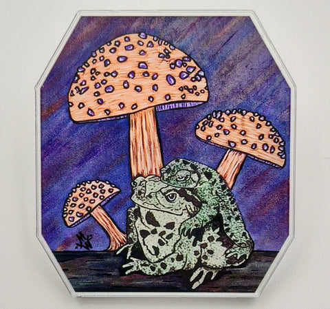 Toad & Mushrooms Acrylic Pin