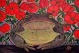 "Toad & Poppies 2" Art Print - Coral