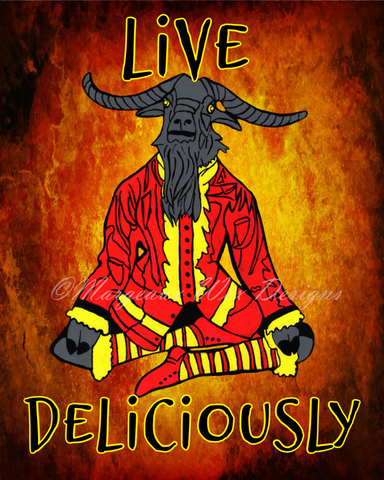 Live Deliciously Art Print Inspired by Baphomet Black Phillip