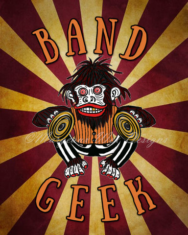 Crazy Cymbal Monkey Band Geek Art Print