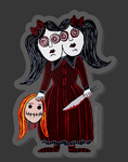 Dolly Dearest Acrylic Pin Inspired by Killer Conjoined Voodoo Dolls