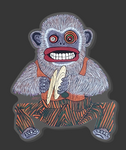 Gray Cymbal Monkey Acrylic Pin Inspired by Toy Monkeys