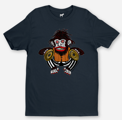 Crazy Cymbal Monkey Graphic Tee in Navy Blue