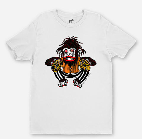 Crazy Cymbal Monkey Graphic Tee in White