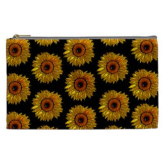 Sunflower Eye of Protection Small Zipper Pouch in Black