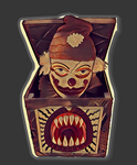 Creepy Clown Teeth Jack In The Box Acrylic Pin - Sepia